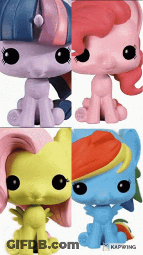 Four My Little Pony Funko Pop Ponies GIF