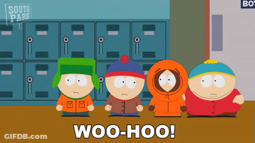 Four South Park Characters In Front Of Lockers GIF