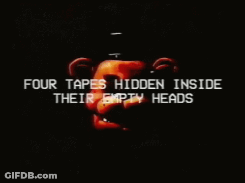 Four Tapes Hidden Inside Their Empty Heads Is Written In White On A Black Background GIF