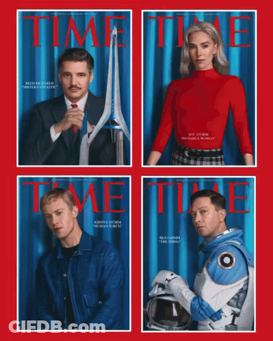 Four Time Magazine Covers With Man In Suit And Tie GIF