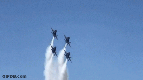 Four Us Navy Fighter Jets Fly In Formation GIF