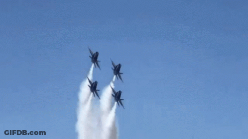 Four Us Navy Fighter Jets Fly In Formation GIF