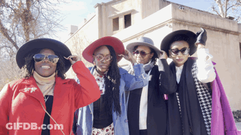 Four Women In Hats And Sunglasses GIF