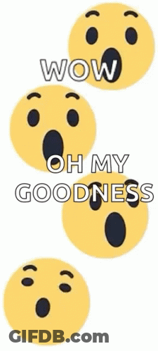 Four Yellow Smiley Faces Are Stacked On Top Of Each Other With The Words Wow Oh My Goodness Written Below Them GIF