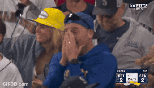 Fox ALDS Broadcast Man Covering Face GIF