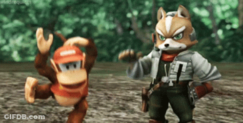 Fox And Donkey Kong Standing GIF