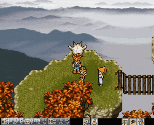 Fox And Girl Standing On Hill Video Game GIF