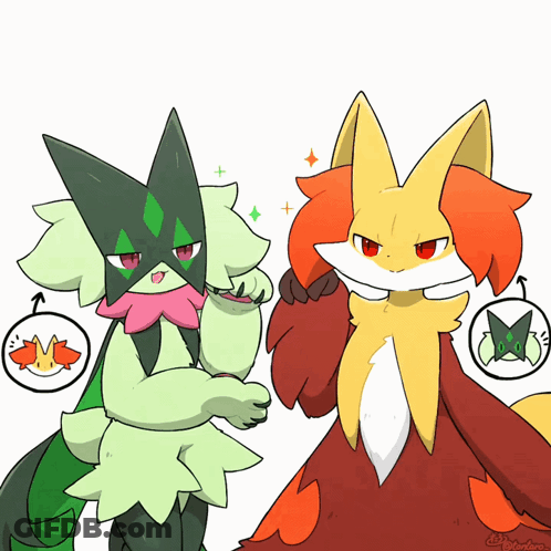 Fox And Green Fox With Circle Saying Aoyama GIF