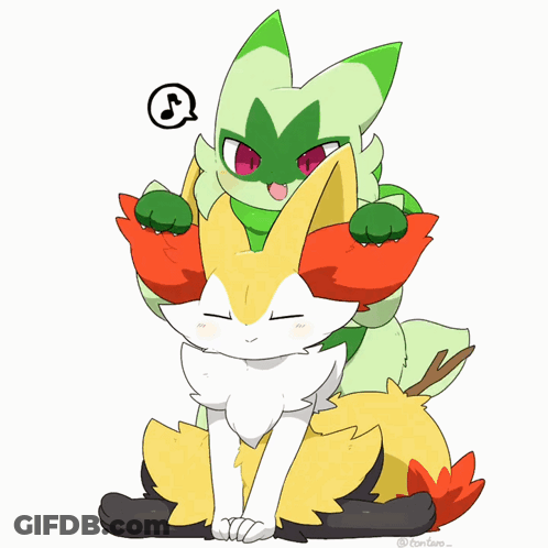 Fox And Green Fox With Note Above GIF