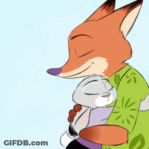 Fox And Rabbit Comfort Hugs GIF