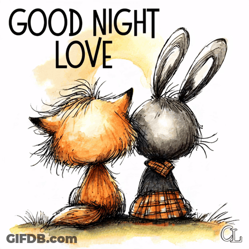 Fox And Rabbit Saying Good Night Love GIF