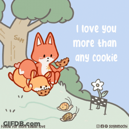 Fox And Rabbit Saying I Love You More Than Any Cookie GIF