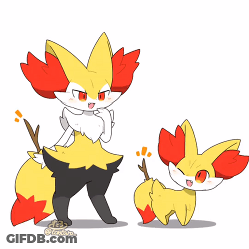 Fox And Smaller Fox With Stick In Mouth GIF