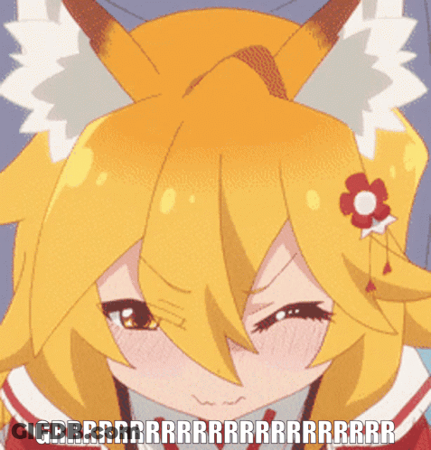 Fox Anime Character With Flower In Hair Saying Grrrr GIF