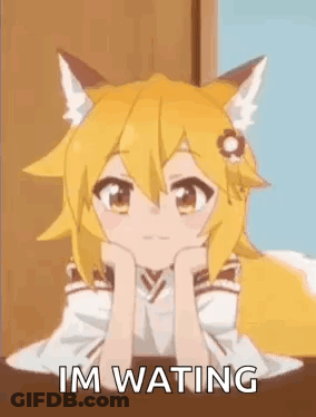 Fox Girl Sitting With Hands On Chin Saying I'm Waiting GIF
