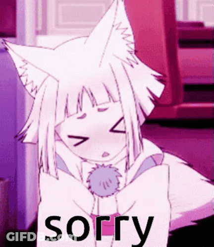 Fox Girl With White Hair Holding Sorry Paper GIF