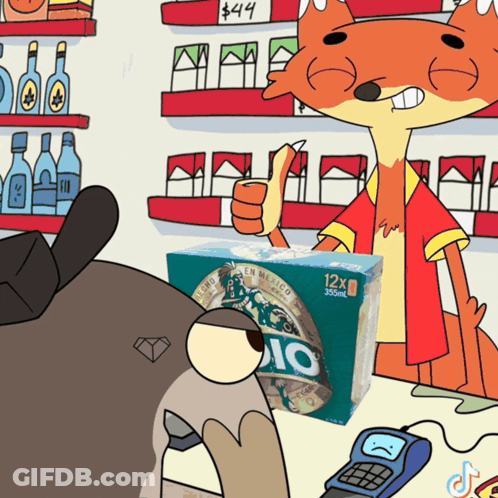 Fox Giving Thumbs Up Next To Box Of Oio GIF