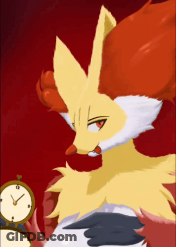 Fox Holding Clock With Hands At 1 And 2 GIF