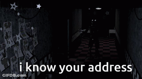 Fox In Dark Room Saying I Know Your Address GIF