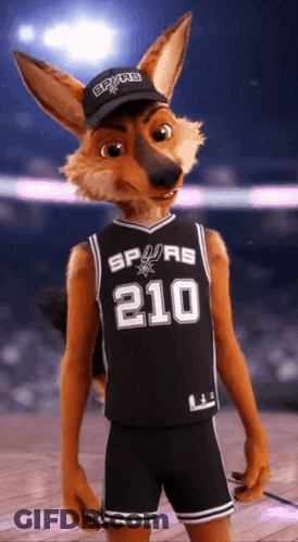 Fox In Spurs Jersey And Shorts GIF