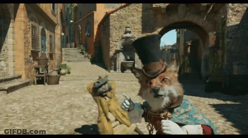 Fox In Top Hat Next To Monkey GIF