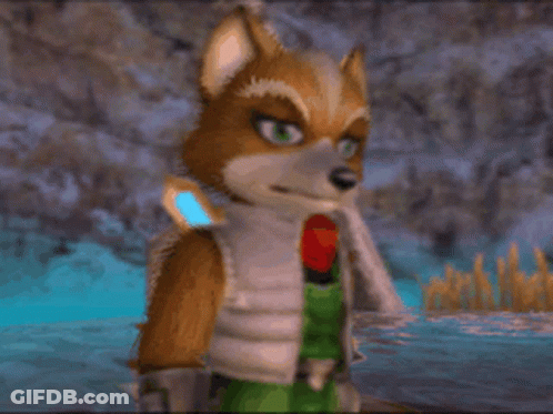 Fox In Video Game Wearing White Vest And Green Shirt GIF