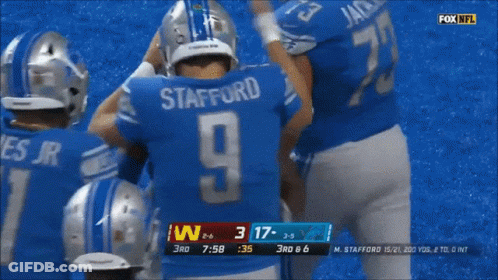 Fox NFL Ad With Two Football Players In Blue Uniforms GIF
