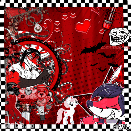 Fox Nurse On Red Black Checkered Background GIF