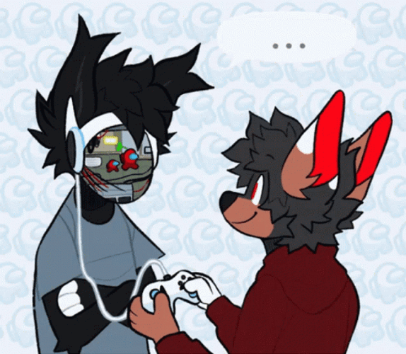 Fox Playing Games On Protogen Head GIF