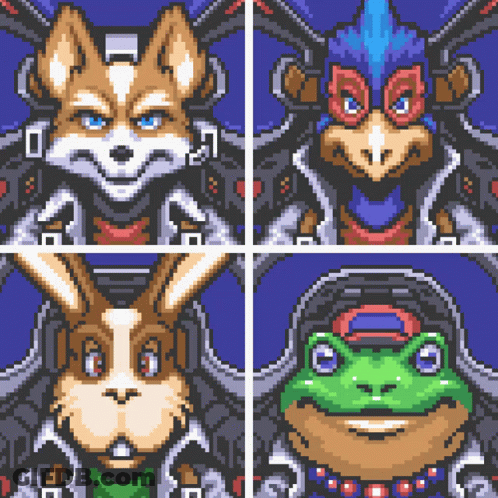 Fox Rabbit Frog Bird Pixel Art GIF