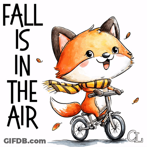 Fox Riding Bike Fall Is In The Air GIF