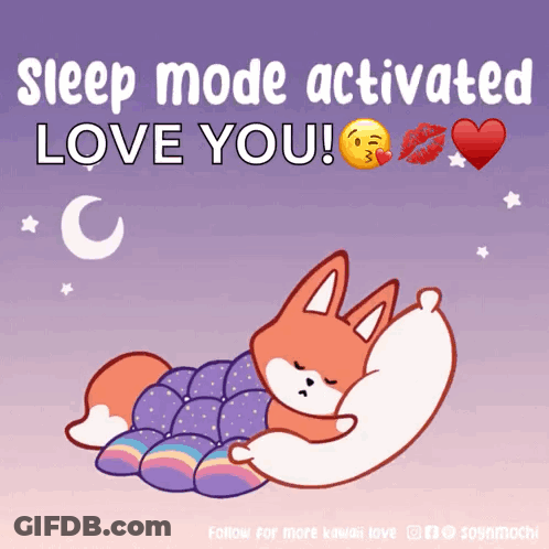 Fox Sleeping On Pillow Sleep Mode Activated Love You GIF