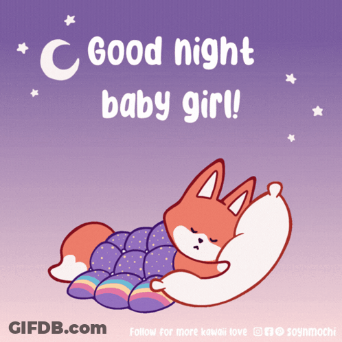 Fox Sleeping Under Blanket Good Night Baby Girl GIF