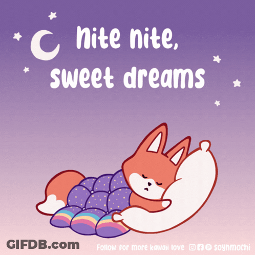 Fox Sleeping Under Blanket Saying C Nite Nite Sweet Dreams GIF