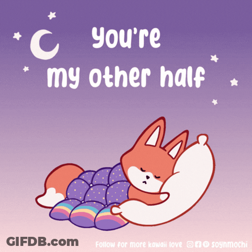 Fox Sleeping Under Blanket You're My Other Half GIF