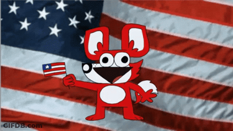 Fox Waving American Flag GIF
