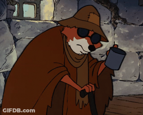 Fox Wearing Hat And Sunglasses Holding Mug GIF