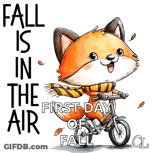 Fox Wearing Scarf Riding Bike Fall Is The First Day Of Fall GIF