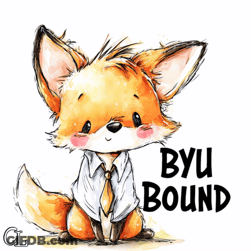 Fox Wearing Shirt And Tie With BYU Bound GIF