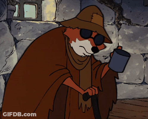 Fox Wearing Sunglasses And Hat Holding Mug GIF