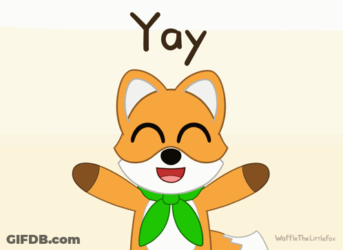 Fox With Green Scarf Saying Yay GIF
