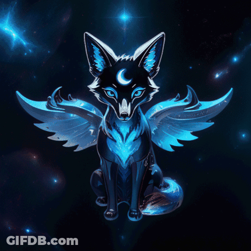 Fox With Wings And Moon On Head GIF