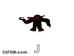 Foxy From Five Nights At Freddy 'S Is Flying Through The Air With Its Mouth Open And A Letter J . GIF