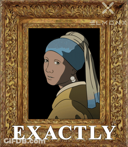 Framed Girl With Pearl Earring Saying Exactly GIF