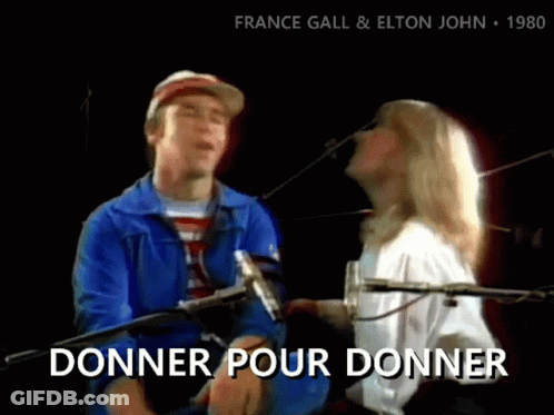 France Gall And Elton John Perform A Song Together GIF