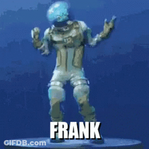 Frank Fortnite Statue Dancing On Blue Background GIF