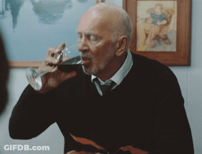 Frank Langella Stressed Drinking GIF