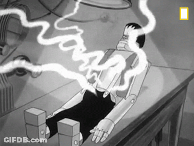 Frankenstein Monster Lightning Strike Cartoon GIF