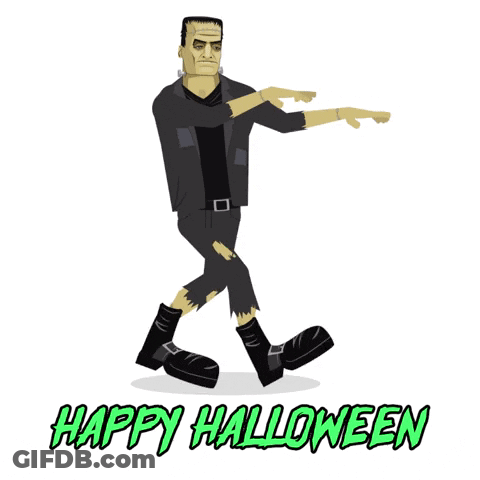 Frankenstein Walking Happy Halloween GIF