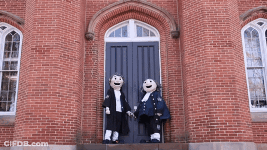 Franklin And Marshall Mascots Opening Door GIF